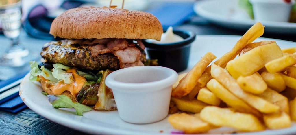 hamburger and fries